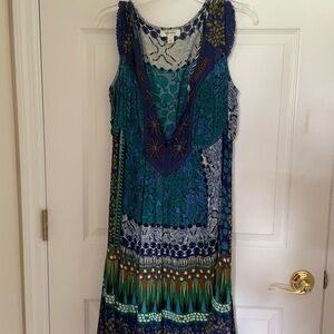 Dressbarn Blue Embellished Tiered Maxi Sundress
